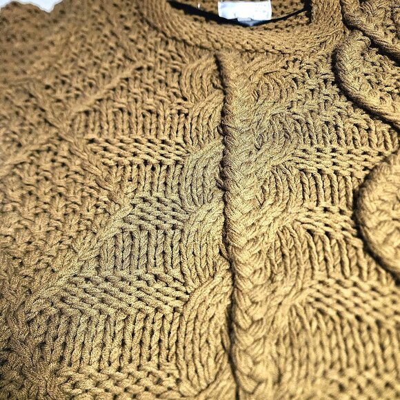 JOA olive-brown-green chunky knit braided rope accent knit sweater - Picture 4 of 13